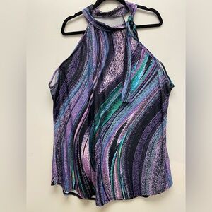 4 for $25 💜 Lily by Firmiana Abstract Halter Blouse 💚 - 4X